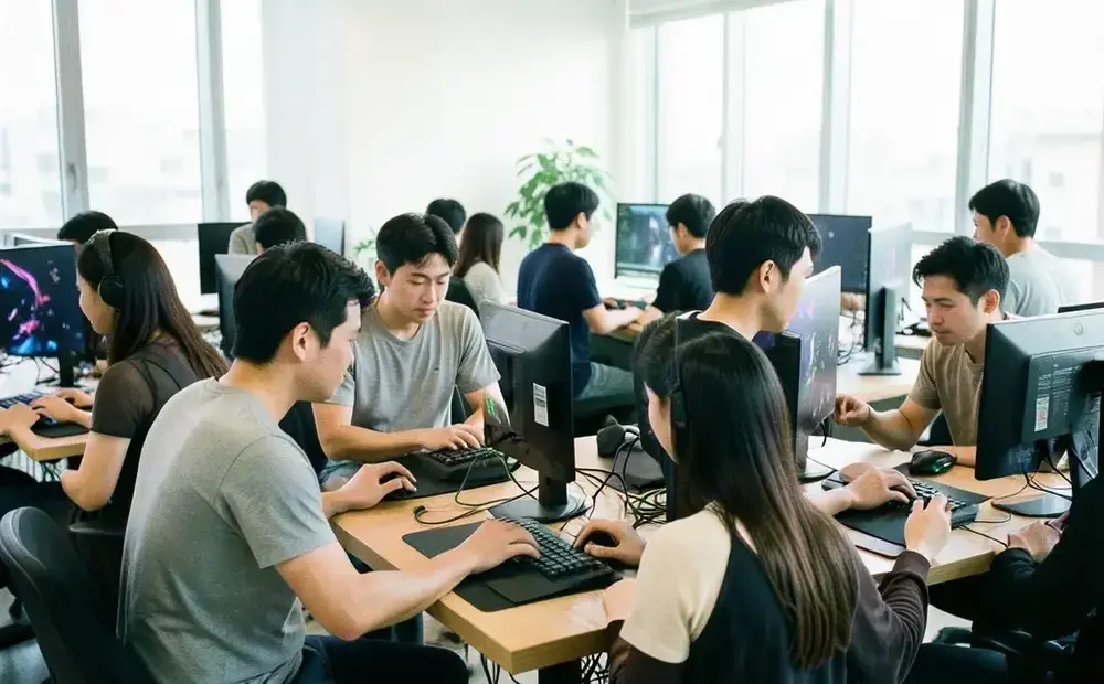 オフィスでゲームをする社員のチーム