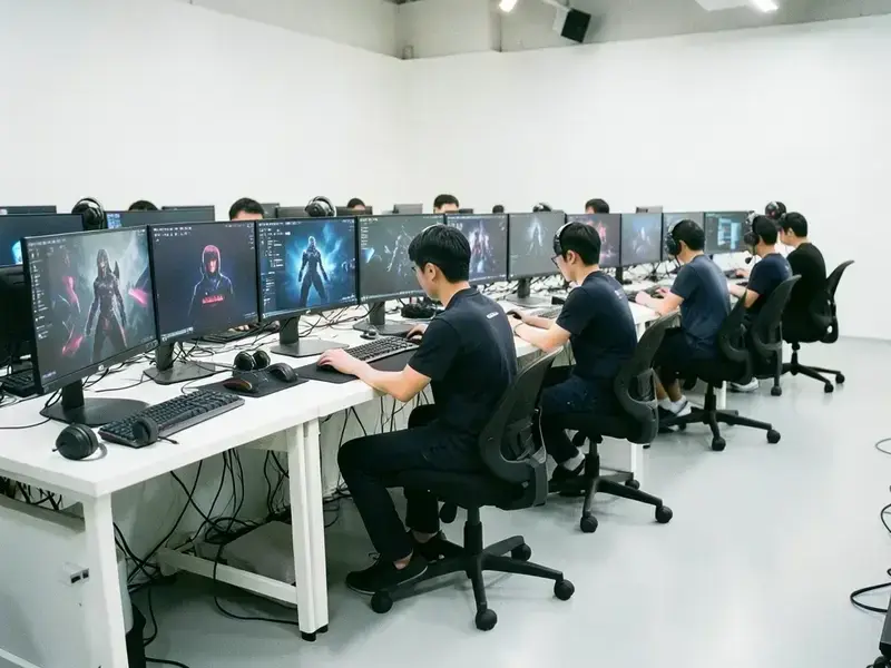 10台のモニターが並ぶeスポーツアリーナの競技席