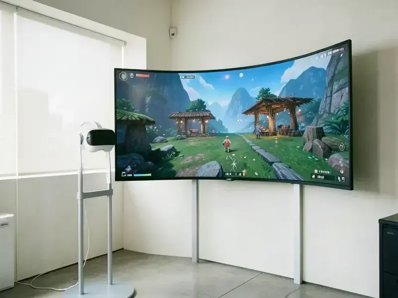 VRヘッドセットと大型スクリーンが並ぶVRゾーン