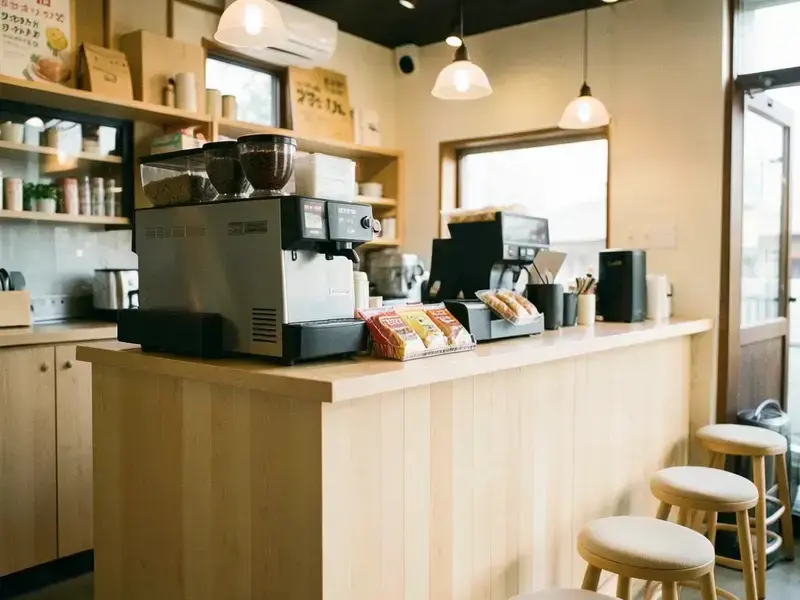 ソファとコーヒーカップが置かれたラウンジ