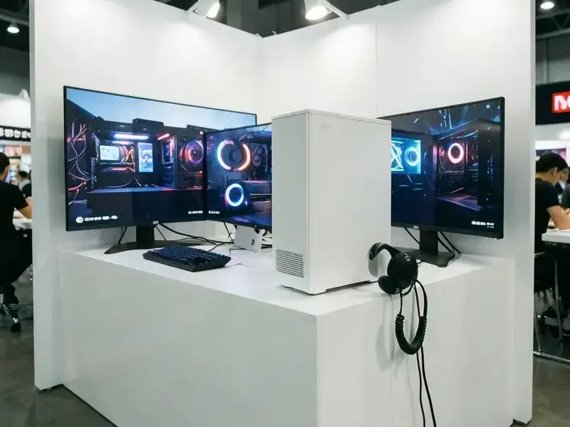 白い筐体と240Hzモニタを備えたアリーナPC席